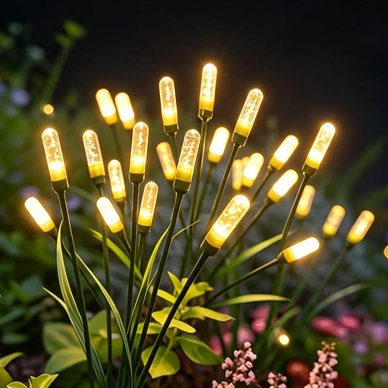 guirlande lumineuse solaire filaments led vert jaune moderne décorative extérieure fixée piquet