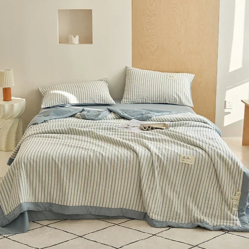 couvre lit gris clair rayures horizontales 100 coton moderne lavable été adulte chambre