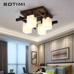 lustre japonais minimaliste bois marron foncé abat jours rectangulaires lumière douce led contracté