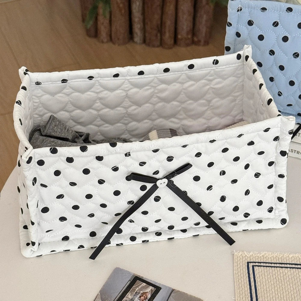 boîtes rangement coton pliables rose blanc noir pois texturées