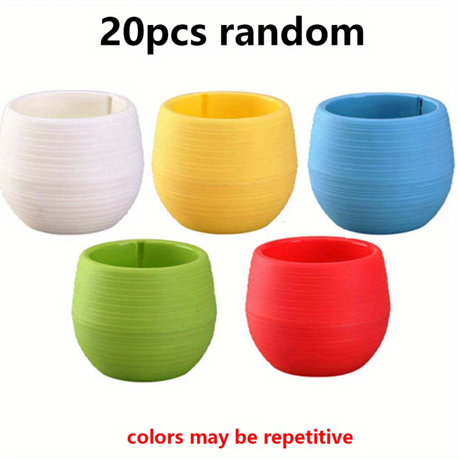 cache pots succulentes couleurs mixtes rayures horizontales moderne minimaliste plastique variété tons vibrant