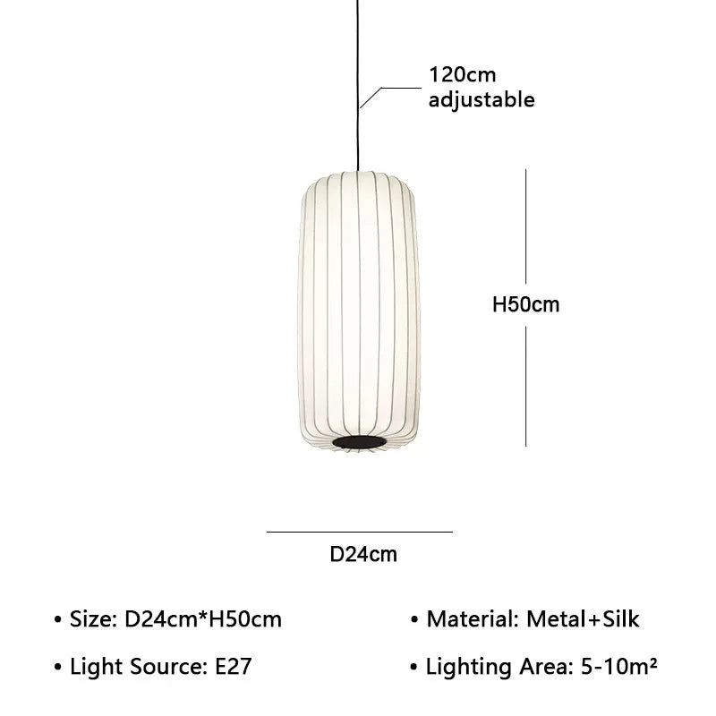 suspension lumineuse moderne soie beige clair rayures horizontales opacité chaînes noires 4200K 3000K 6500K