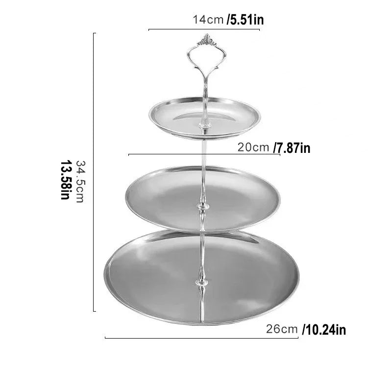 Support présentation desserts niveaux or élégant poignée couronne plateau lisse inoxydable