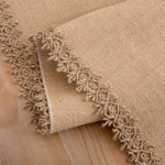 nappe table tissu jute beige rustique bordure ajourée noël halloween printemps opaque farmhouseDecoration