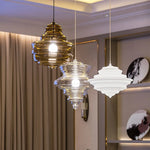 suspension lumineuse moderne verre transparent conique ampoules led blanc doré chambre salon