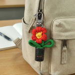 porte clés fleur tridimensionnelle couleurs vives boucle métallique créatif artisanal transparent opaque
