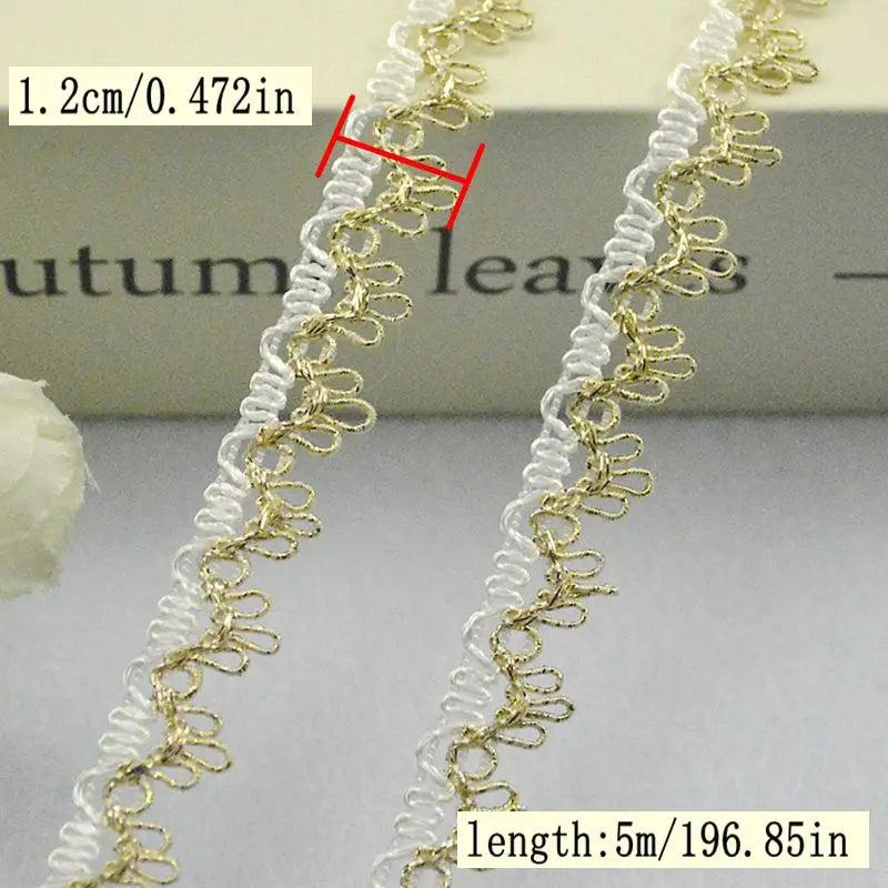 ruban métallique tressé or argent noir classique 1.2cm 0.5cm 0.8cm 5mètres couture artisanat diy