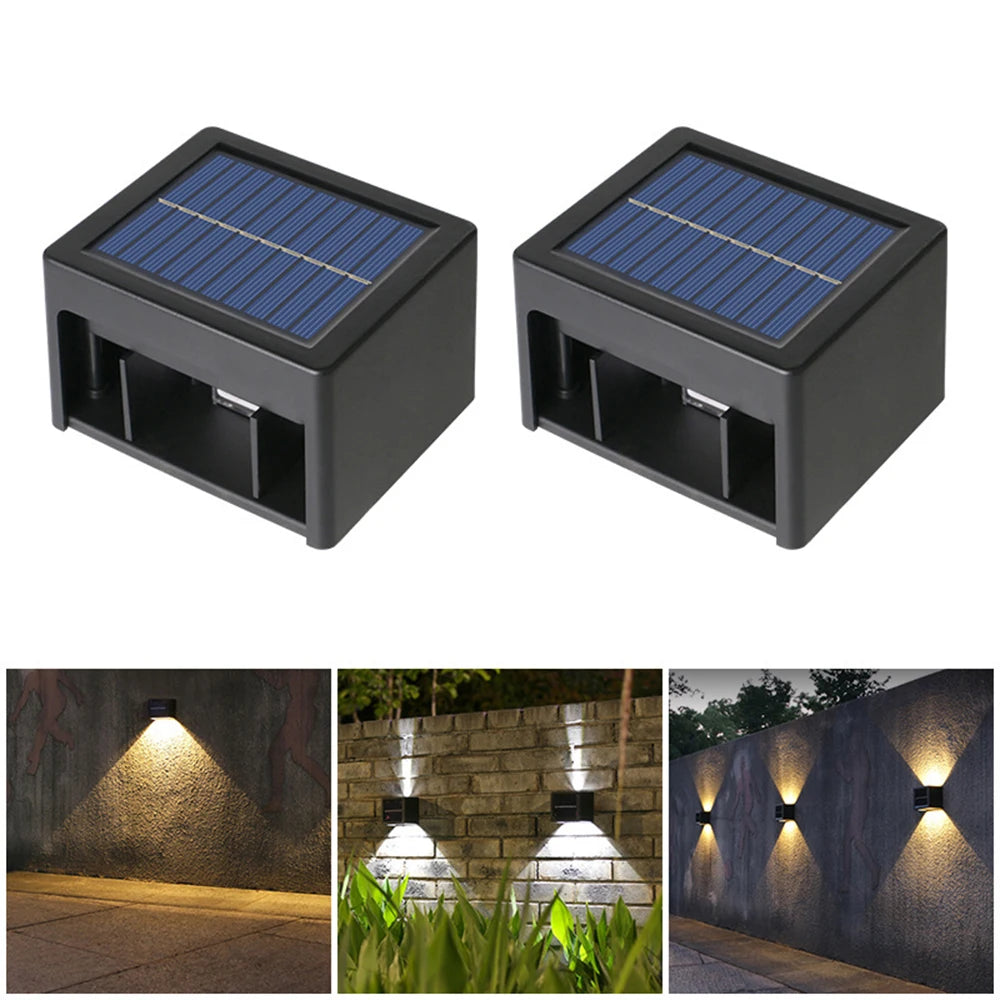 lampe solaire murale noire panneau bleu contemporain extérieure jardin decoration autoinstallation led étanche