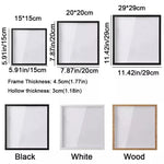 cadre tableau blanc noir bois contemporain 15x15cm 20x20cm 29x29cm adhésif papier violet règle