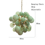 Suspension lumineuse moderne verre boules sphériques translucides vert roseclair unique chambre salon