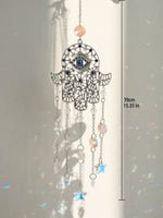 décoration jardin boho hamsa cristal prismes bleu argent transparent lumière capturante