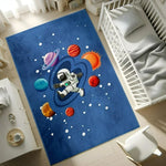 tapis dessin animé planètes astronautes enfants moderne bleu rouge orange chambre salonextérieur commercialisation