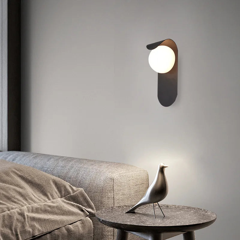 lampe murale led moderne noir blanche rond lisse minimaliste fixée mur