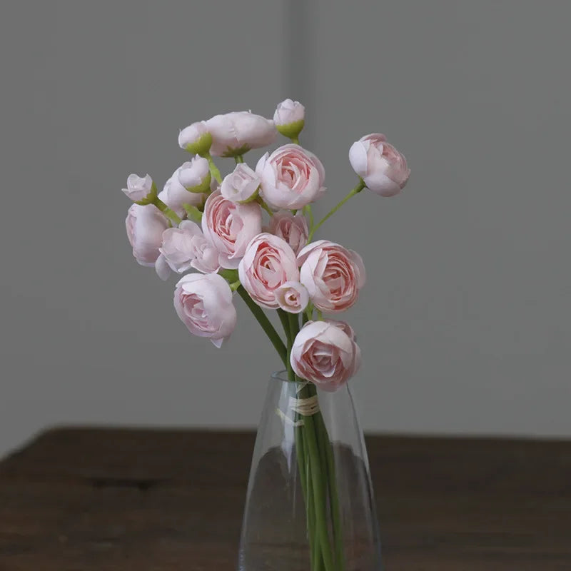 bouquet fleurs artificielles mariage couleur rose blanc orange vase goutte minimaliste decorationintérieur