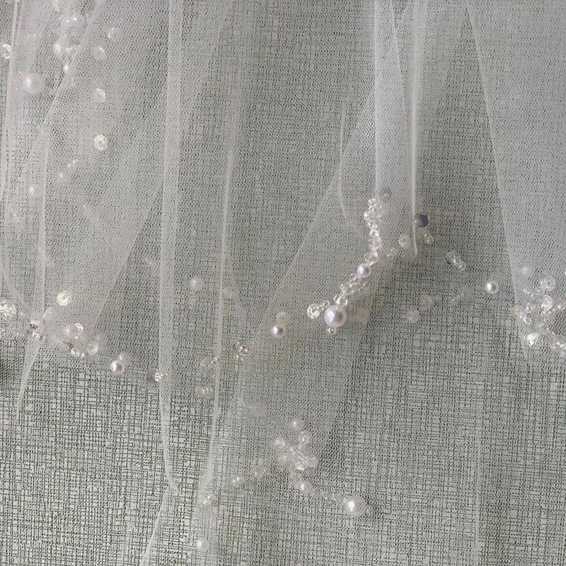 voile mariée blanc cristaux ornementé transparent classique élégant tulle acétate polyester accessoires mariage