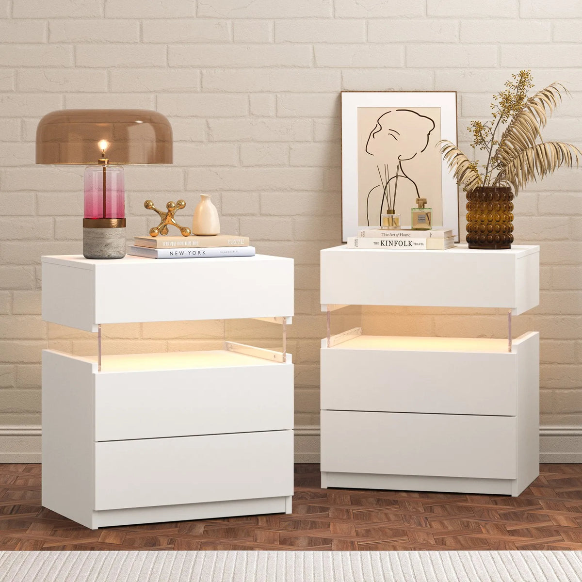 commode trois tiroirs blanc moderne meuble chambre ouverte assemblage bois lisse