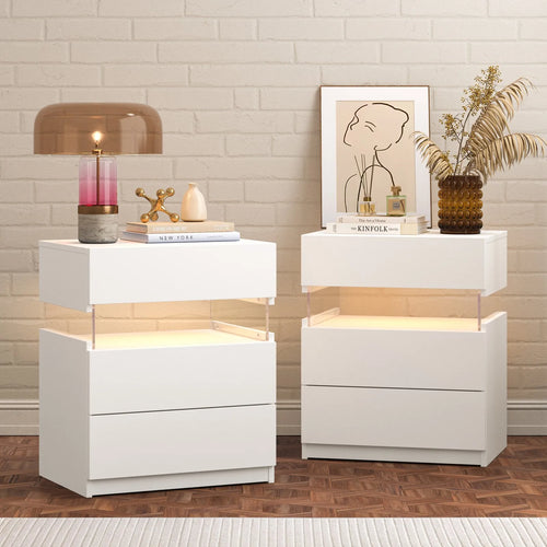commode trois tiroirs blanc moderne meuble chambre ouverte assemblage bois lisse