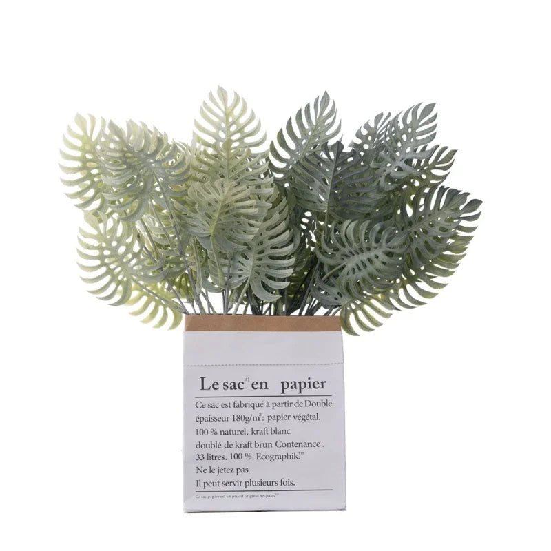 feuilles artificielles vertes modernes décoration intérieure mariage anniversaire baby shower 38.5cm