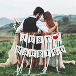 guirlande mariage just married bannières lettres cœur blanc rouge décoration anniversaire événement