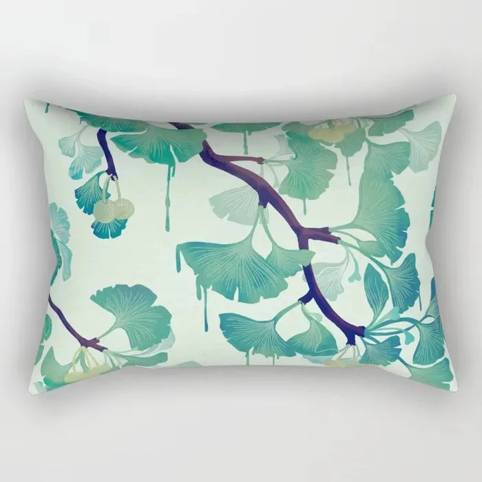 coussin rectangulaire décoratif motif feuilles tropicales fleurs papillons moderne chambre salon maison 30x50cm
