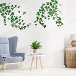 sticker mural lierre feuilles vert illustration aquarelle adhésif décoration intérieure moderne naturel bohème