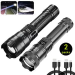 torche portable led rechargeable zoom télescopique batterie usb boîte moderne noire intense