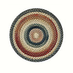 tapis table tissé artisanal spirale concentrique bleu marine beige rouge hiver noël rustique