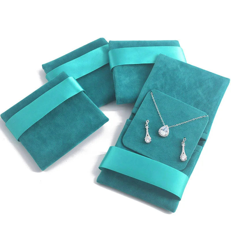 boîte bijoux velours bleu classique boîte bague bracelet collier boucles d'oreilles organizer voyage