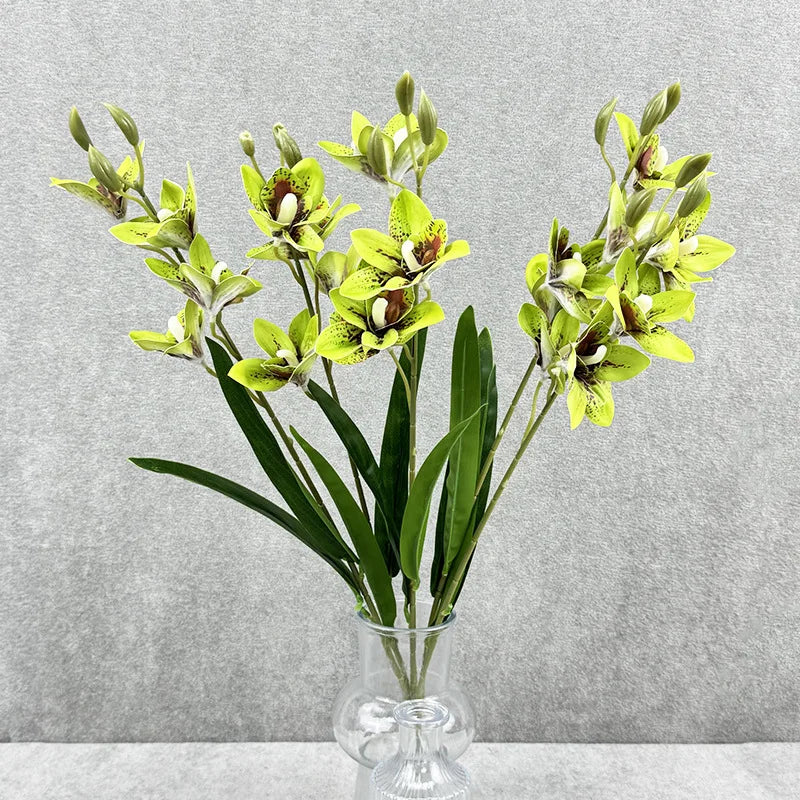 bouquet fleurs artificielles orchidée cymbidium violet rose décoration maison mariage intérieur moderne