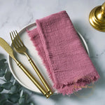 serviettes cuisine rustiques coton noir orange beige blanc rose pâle franges rustic naturel
