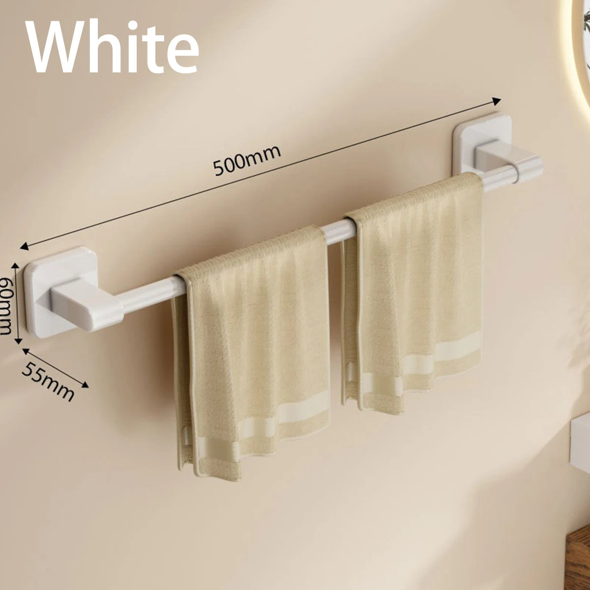 porte serviettes mural moderne adhésif noir gris blanc serviettes tissu beige bordure dorée salle