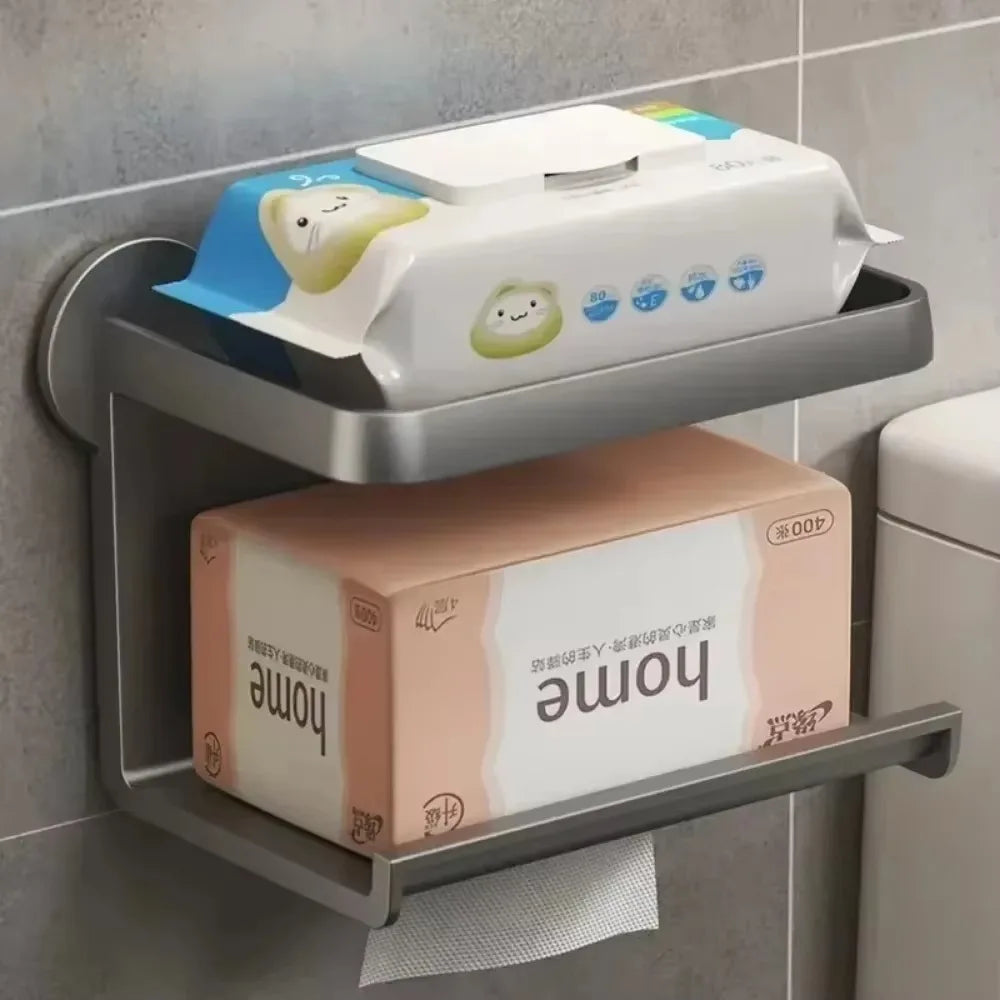 porte serviettes multifonctionnel gris moderne porte papiers rangement téléphone salle bain auto collant