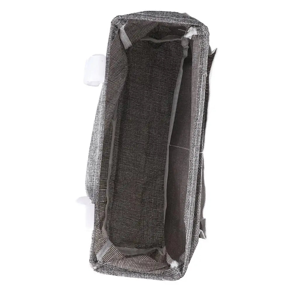 sac rangement toile jute gris clair clips fixation pratique chambre coucher multi poches