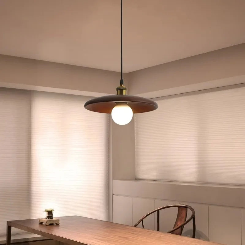 Lampes suspendues modernes bois texturé minimaliste ampoule LED câble noir salon chambre