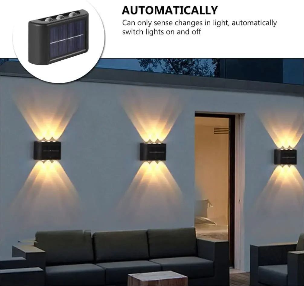 lampe murale solaire led noire moderne adhésive extérieure jardin decoration