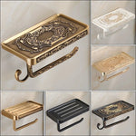 porte savon mural vintage ornements floraux porte rouleau papier toilette bronze blanc noir classic