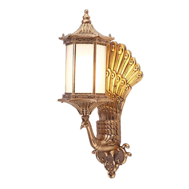 lampe murale dorée classique ornements sculptés coquille plume fixations murales éclairage maison baroque