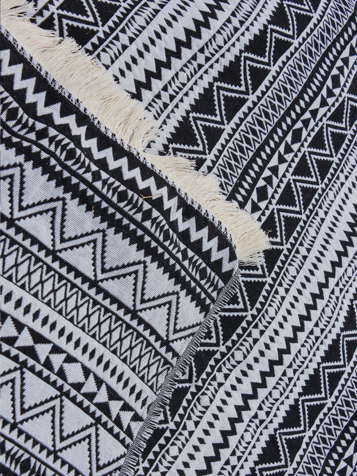 tapis pique nique extérieur noir blanc motifs géométriques polyester réutilisable lavable machine ethnique boho