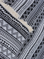 tapis pique nique extérieur noir blanc motifs géométriques polyester réutilisable lavable machine ethnique boho