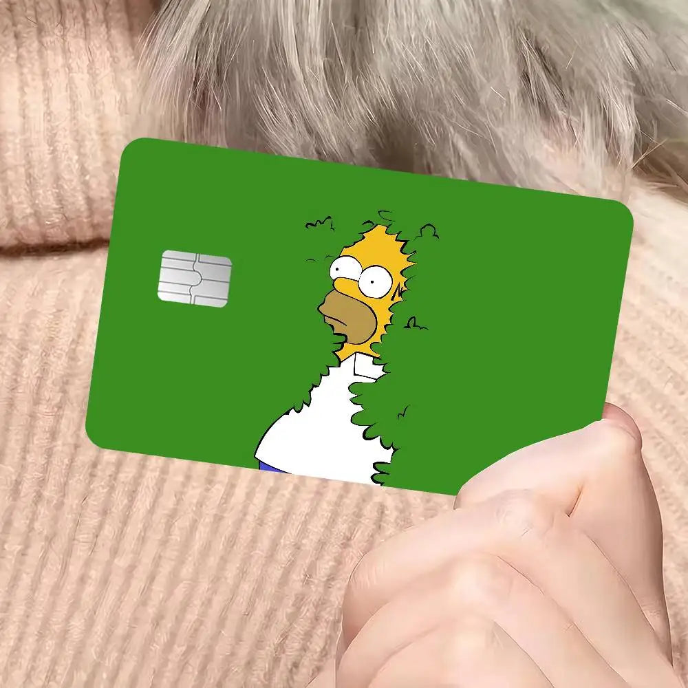 autocollants dessins animés simpsons fortnite cartes bancaires réutilisables imperméables pop art multicolores adultes femmes