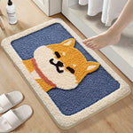 tapis bain antidérapant polyester shiba inu enfant moderne blanc bleu orange