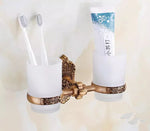 accessoires salle bain doré ornements sculptés finition brillante antique élégant porte serviettes savon toilette