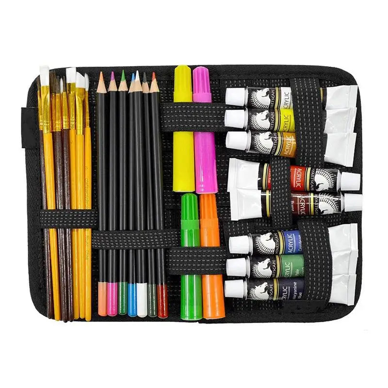 pochette organisatrice tissu noir moderne velcro compartiments smartphone câbles écouteursstylo