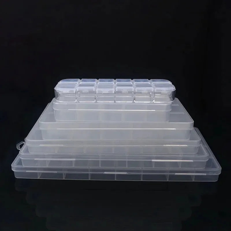 boîtes rangement transparentes modernes 10 compartiments 15 compartiments poignées bijoux fournitures artisanales