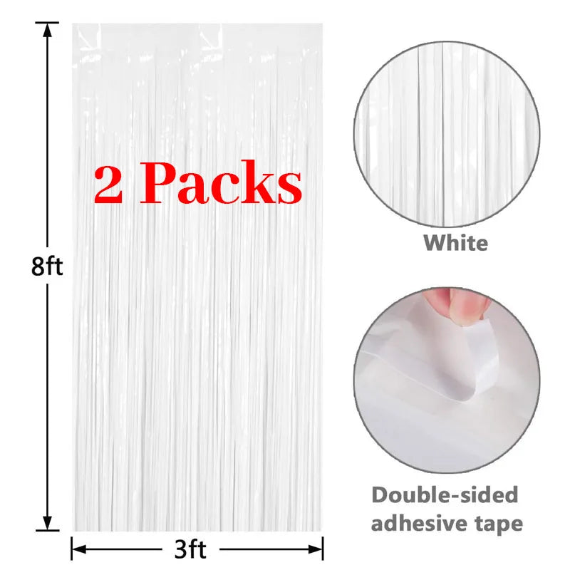 rideau franges métalliques moderne blanc rose brillant opalescent festif mariage anniversaire décoration fête