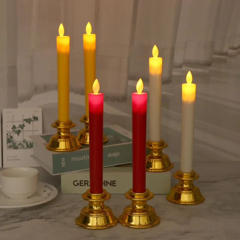 décoration religieuse classique bougeoir trois bougies rouge doré traditionnel