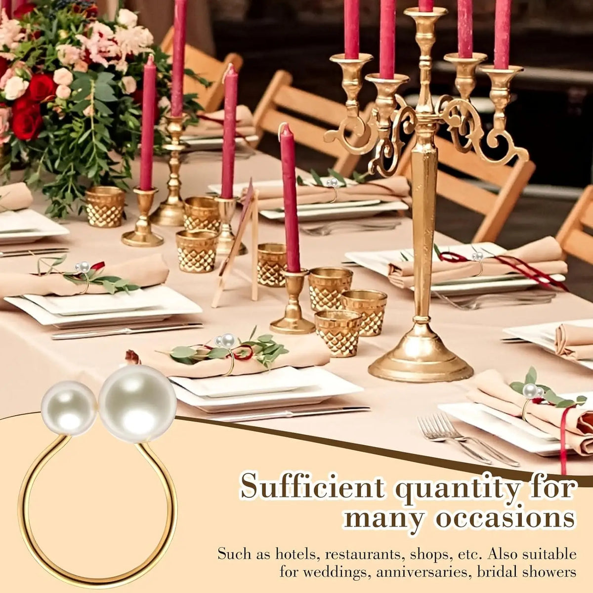 anneaux serviettes or blanc classiques métal décoration table événement mariage noël festive