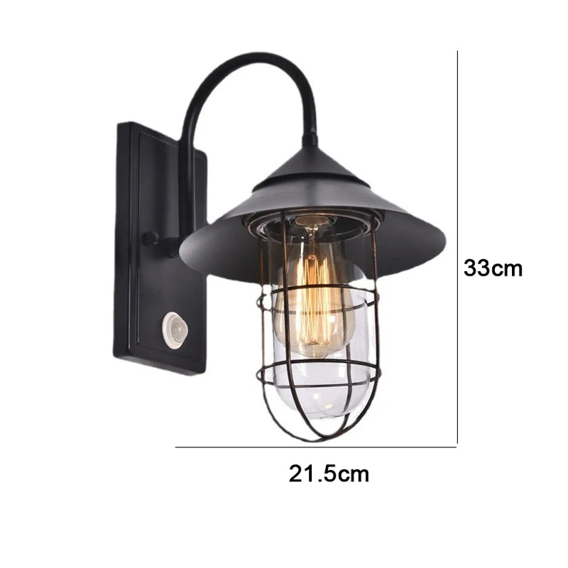 lampe murale industrielle détecteur présence noir mat éclairage extérieur abat jour protection led