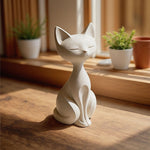 statue chat blanc crème texture rugueuse minimaliste deco maison erotique figurine