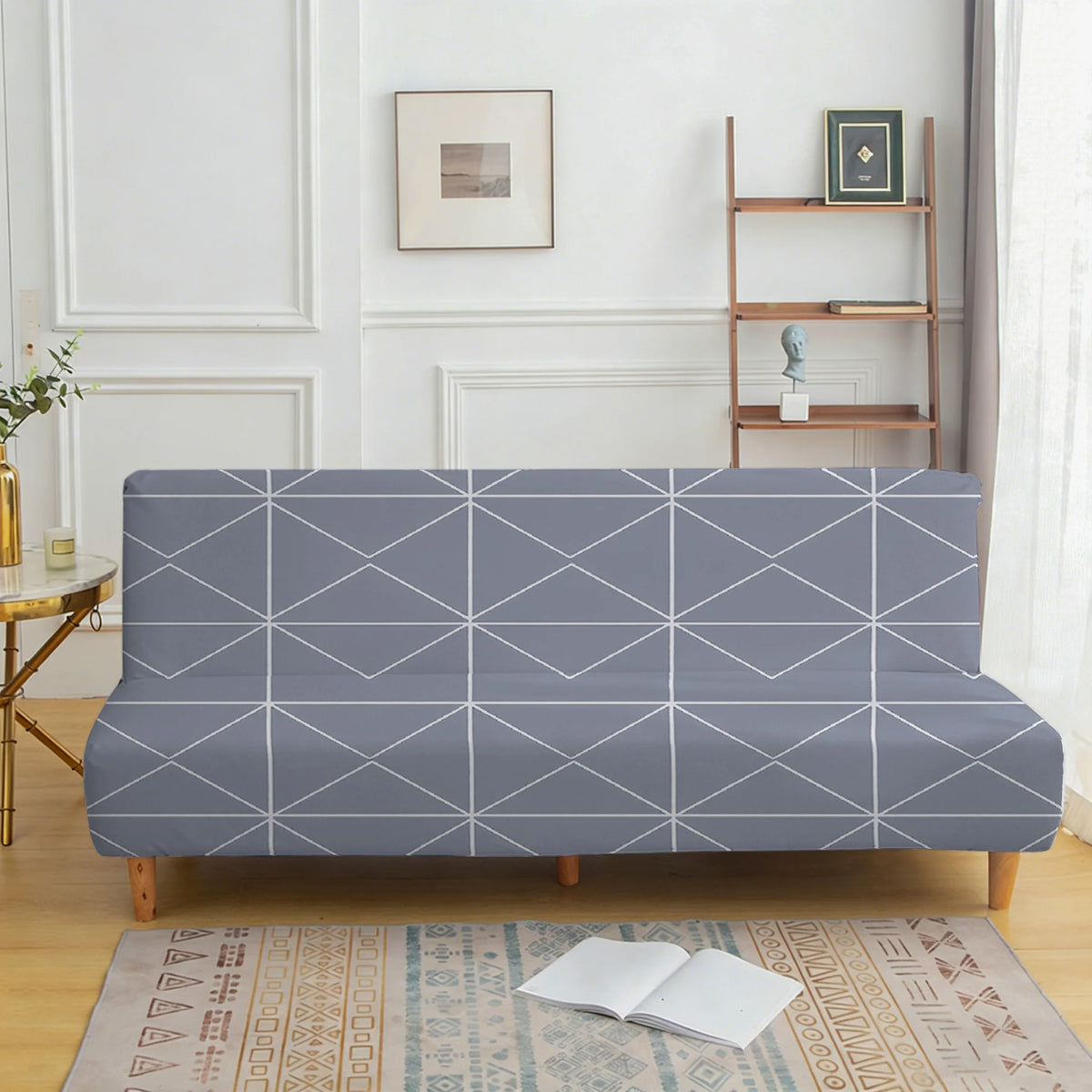 couverture canapé lit élastique géométrique noir gris moderne machine lavable 185 210cm